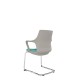 Light Grey Perforated Back Chair With Integrated Arms, Upholstered Seat And Chrome Cantilever Frame